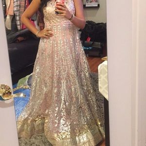 Baby pink anarkali gown with dupatta